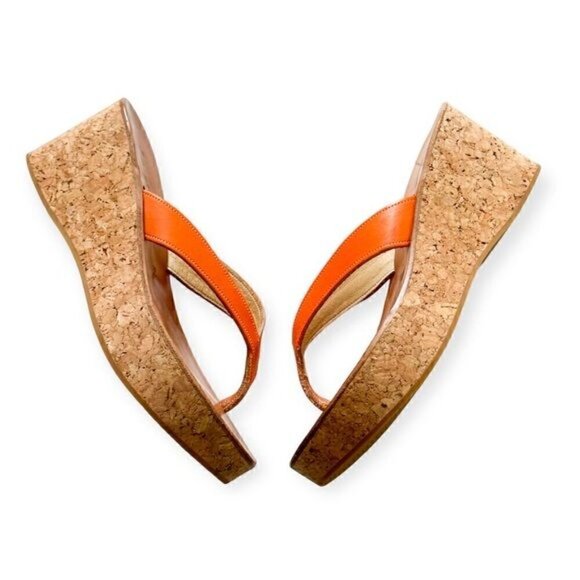 K JACQUES Diorite Wedge Thong Sandals, Orange, Size 38EU - Picture 6 of 13